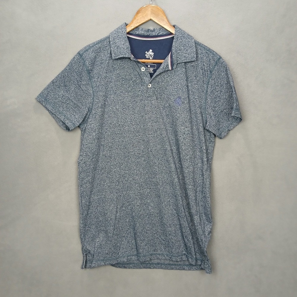 Rugby University Polo Shirt Mens Medium Blue Cotton Side Slit Golf Performance